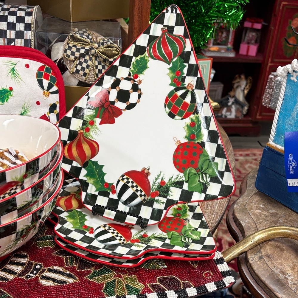Mackenzie Childs Christmas Tree serving platter